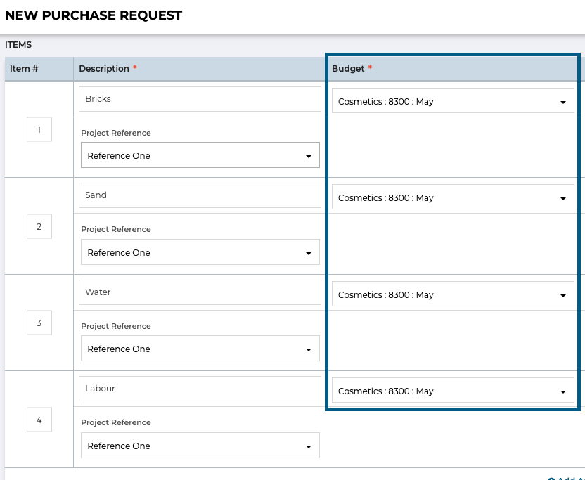 How to scan Line Items into a purchase request